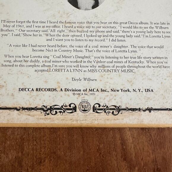 Loretta Lynn Coal Miner's Daughter 1970 Decca Records Vinyl LP Record - Picture 5 of 5